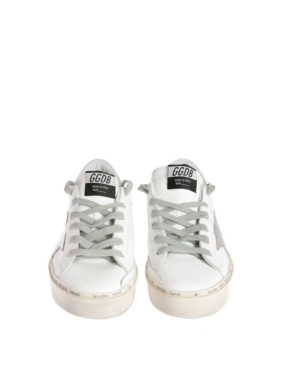 Shop Golden Goose Hi Star Sneakers In White And Silver Star In Blanco
